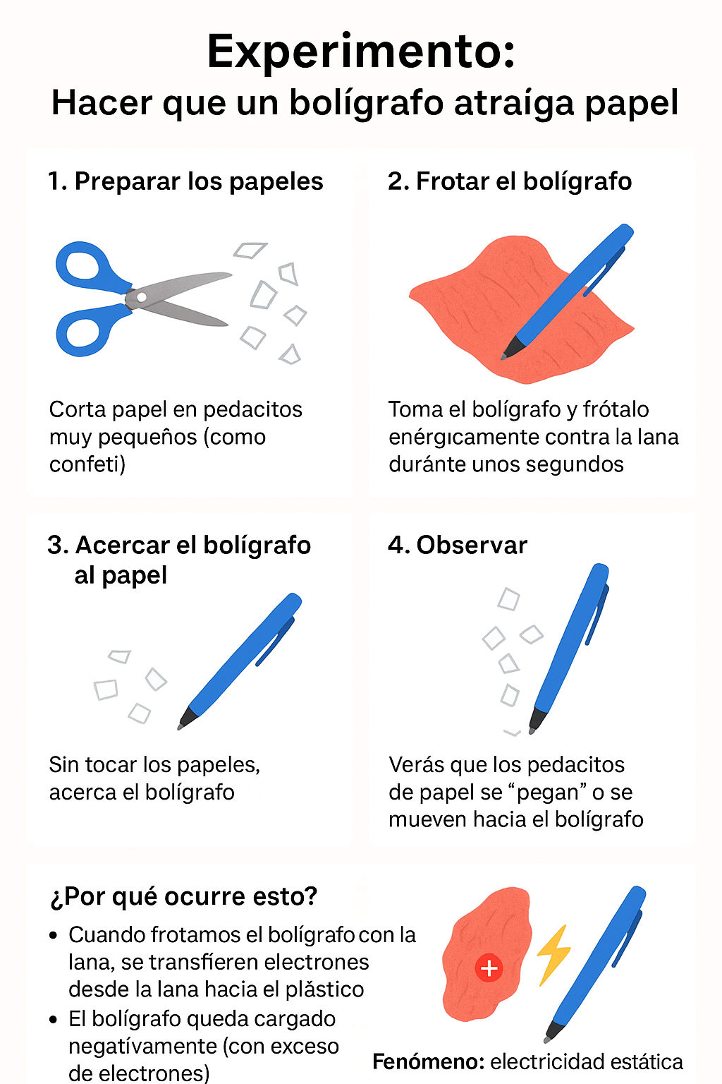 Atraer papeles con un bolígrafo